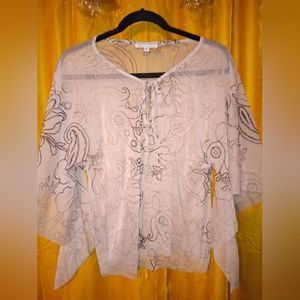 Alberto Makali Sheer Boho Bohemian Embroidered top Sz M